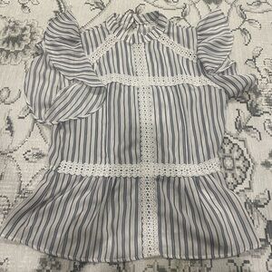 Elegant Striped Blouse with Ruffle Sleeves